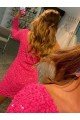 Short Velvet Sequin One Shoulder Long Sleeves Prom Dress UK