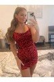 Spaghetti Straps Criss Cross Back Sleeveless Short Velvet Sequin Prom Dress UK