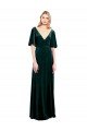 Deep V-Neck Flutter Sleeves Long Velvet Wrap Prom Dress UK