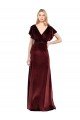 Flutter Sleeves Open Back Long Velvet Prom Dress UK