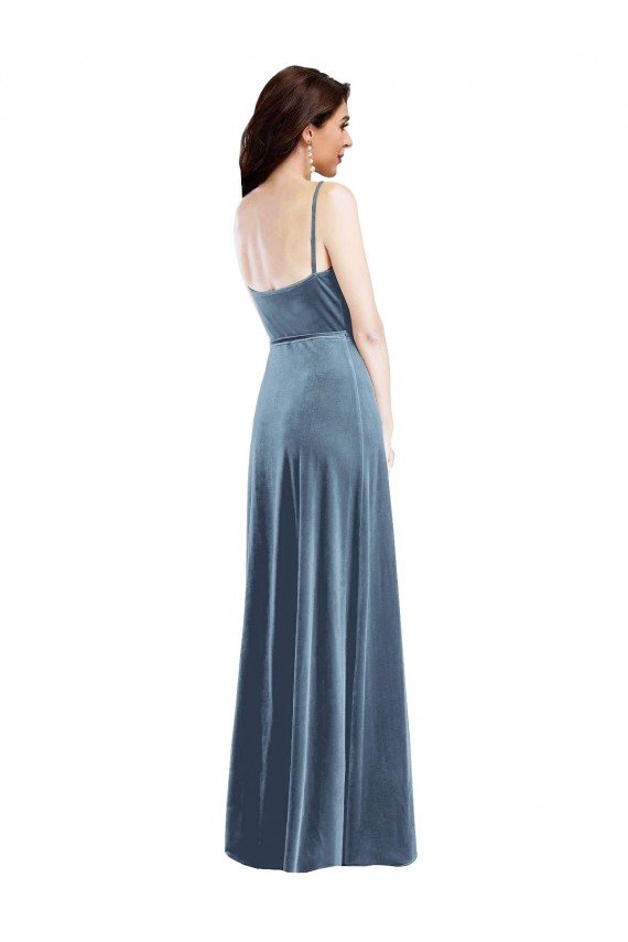 Velvet Wrap Maxi Prom Dress with Pockets UK