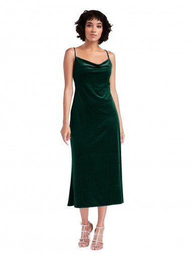 Midi Length Cowl Neck Velvet Short Slip Cocktail Prom Dress / Homecoming Dress UK