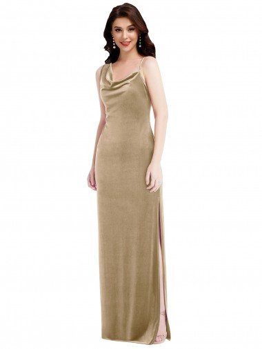 Asymmetrical One Shoulder Velvet Maxi Slip Prom Dress UK