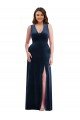 Deep V-Neck Sleeveless Velvet Maxi Prom Dress with Pockets UK