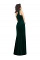 One Shoulder Velvet Trumpet Prom Dress with Front Slit UK